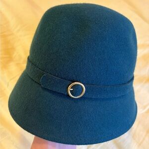 Elegant Teal Wool Cloche Hat